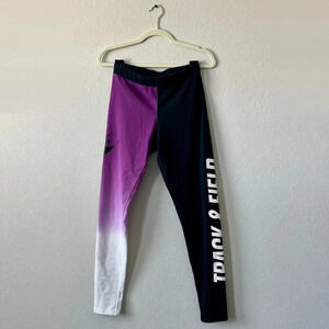 NIKE High Waist Comfy Purple Ombre Asymmetrical Track and Field Leggings SIZE S